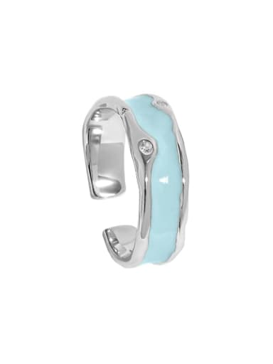 HJZ1805 [No. 16 adjustable] 925 Sterling Silver Enamel Geometric Minimalist Band Ring