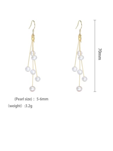 Brass Freshwater Pearl Tassel Minimalist Hook Earring