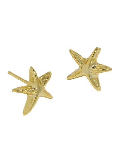 18K gold [with pure Tremella plug] 925 Sterling Silver Pentagram Minimalist Stud Earring