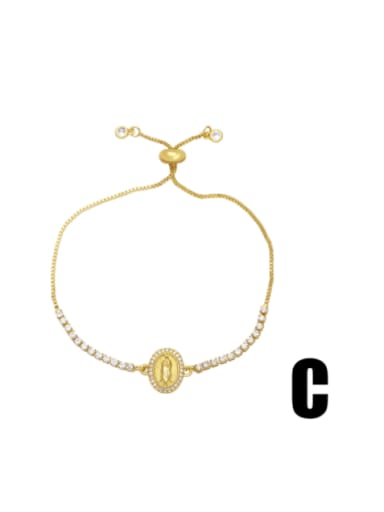 C Brass Cubic Zirconia Cross Vintage Adjustable Bracelet