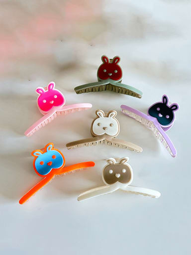 custom Alloy Minimalist Rabbit  Resin Multi Color Jaw Hair Claw