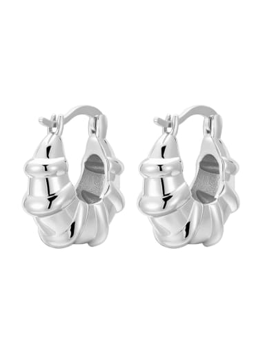 White gold horn bag earrings 925 Sterling Silver Geometric Vintage Huggie Earring