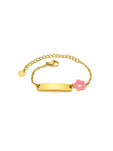 Gold 12+ 5cm Stainless steel Enamel Flower Minimalist Link Bracelet