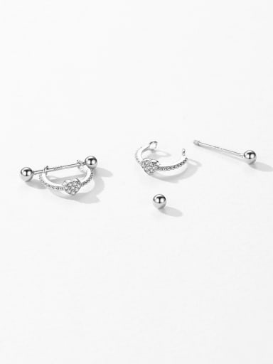 925 Sterling Silver Cubic Zirconia Heart Minimalist Huggie Earring
