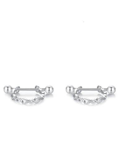 RHE1428 925 Sterling Silver Cubic Zirconia Heart Minimalist Huggie Earring