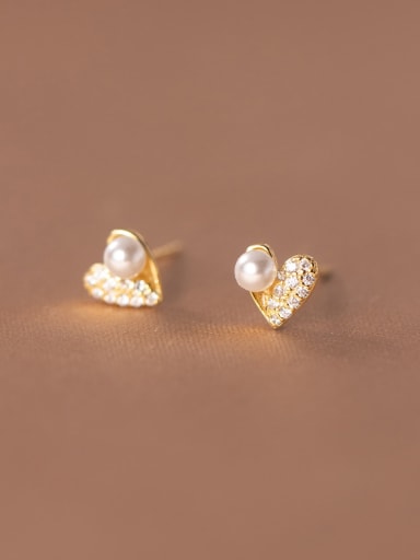 925 Sterling Silver Cubic Zirconia Heart Luxury Stud Earring