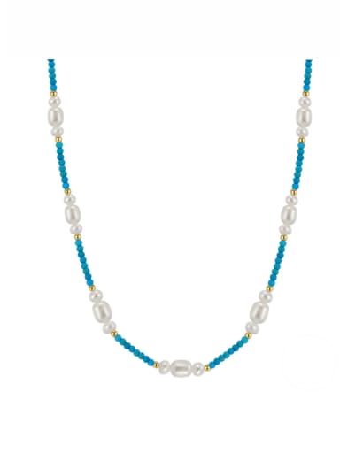 925 Sterling Silver Natural Stone Geometric Minimalist Beaded Necklace