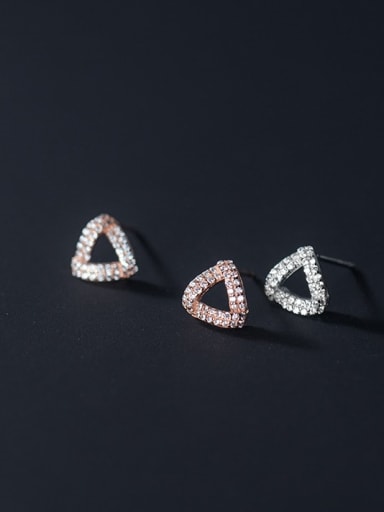 925 Sterling Silver Cubic Zirconia Triangle Minimalist Stud Earring