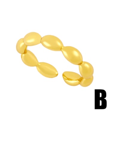 B Brass Bead Geometric Minimalist Band Ring