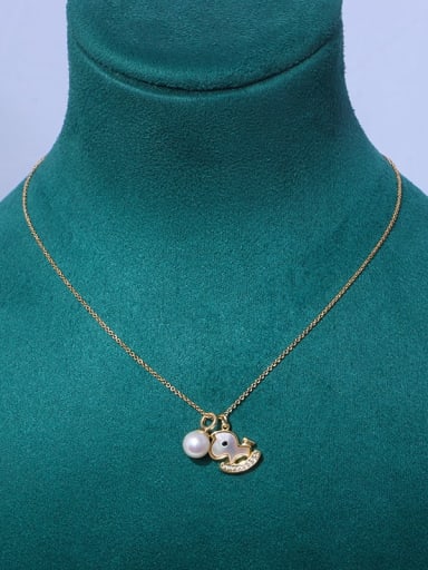 Brass Freshwater Pearl Cloud Minimalist Necklace