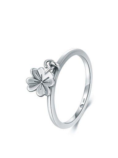 925 Sterling Silver Flower Cute Band Ring