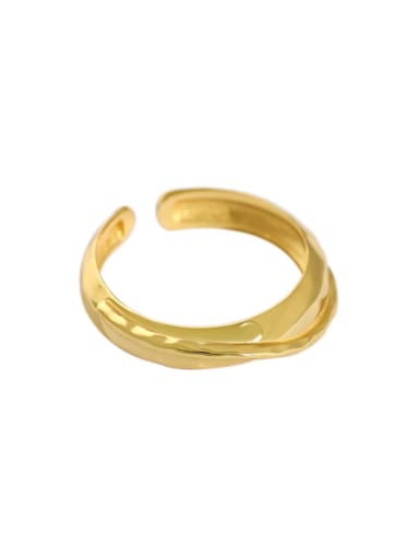 Gold [14 adjustable] 925 Sterling Silver Irregular Vintage Band Ring