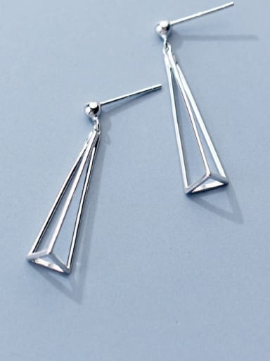 925 Sterling Silver  Hollow Triangle Minimalist Drop Earring