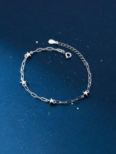 925 Sterling Silver Pentagram Minimalist Hollow Geometric Link Bracelet