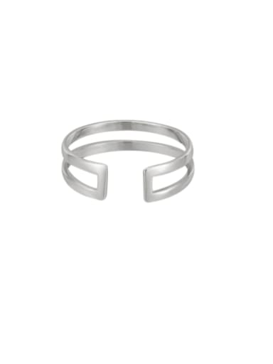 Platinum Double Layer Line Silver Ring 925 Sterling Silver Geometric Minimalist Stackable Ring