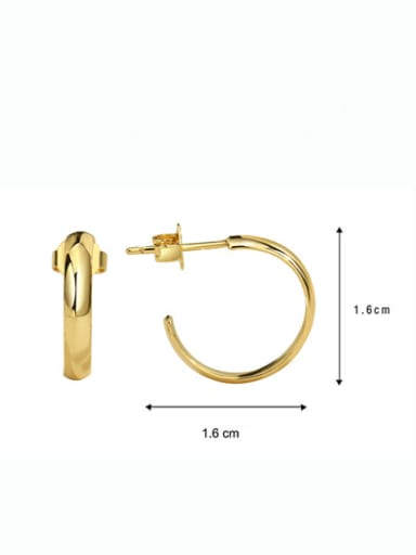 16mm flat round Earrings Brass Geometric Minimalist Hoop Earring