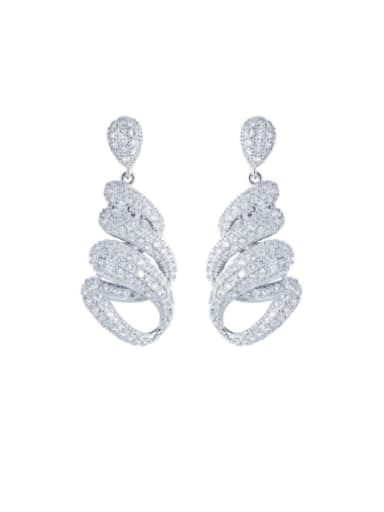Platinum Brass Cubic Zirconia Irregular Luxury Cluster Earring