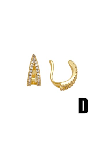 D Brass Cubic Zirconia Geometric Hip Hop Clip Earring