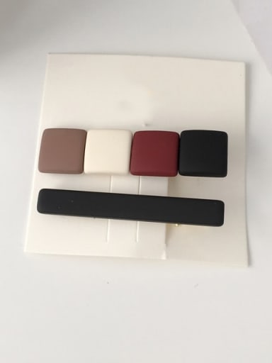 Square four colors Alloy   Geometric Retro Coffee color Two-piece hairpin set