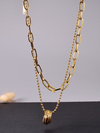 Titanium Geometric  Chain Vintage Multi Strand Necklace
