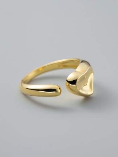 Gold 925 Sterling Silver Heart Minimalist Band Ring