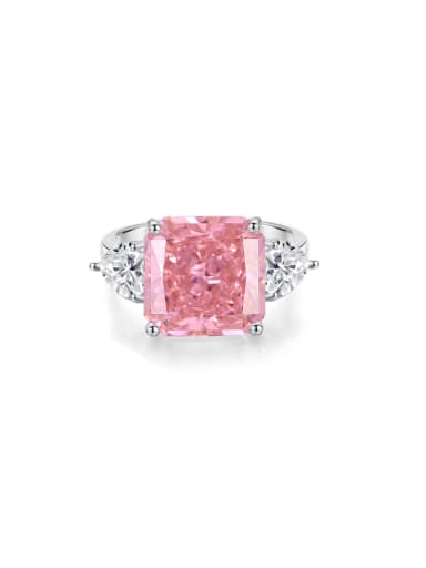 FDJZ 063 pink 925 Sterling Silver High Carbon Diamond Geometric Luxury Cocktail Ring