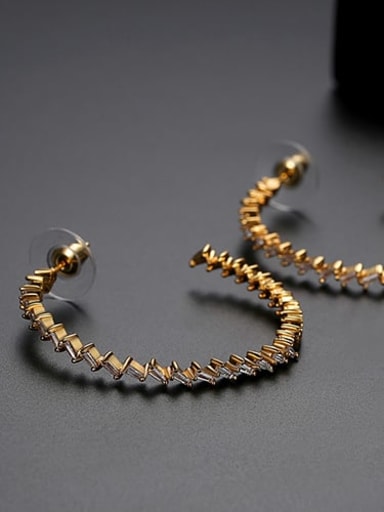 White zirconium plating gold Copper Cubic Zirconia Geometric Luxury Hoop Earring
