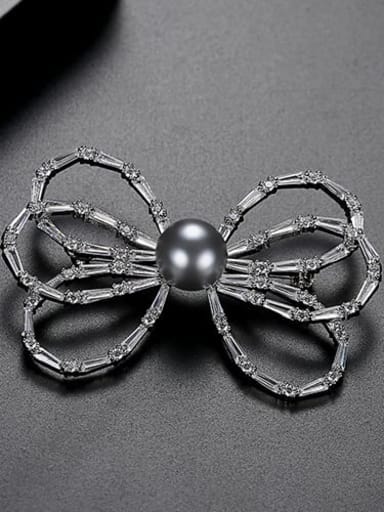 Platinum t15h14 Copper Cubic Zirconia White Butterfly Cute Brooch
