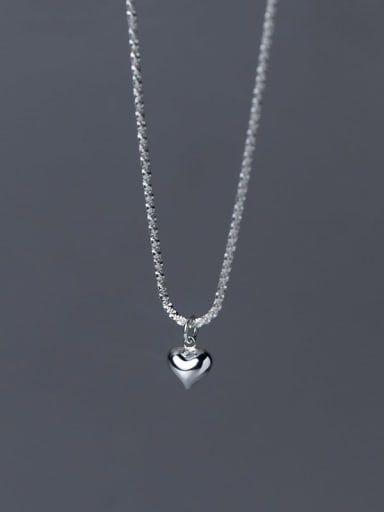 925 Sterling Silver Smotth Heart Minimalist Necklace