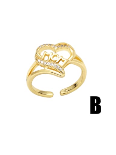 B Brass Cubic Zirconia Letter Vintage Band Ring