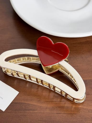 Red heart-shaped gripper 11cm PVC Trend Heart Alloy Multi Color Jaw Hair Claw