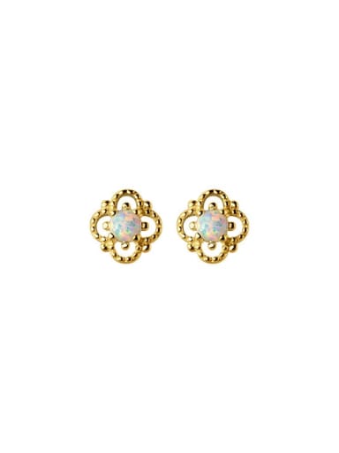 925 Sterling Silver Opal Flower Dainty Stud Earring