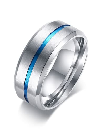 Steel room blue Titanium Steel Geometric Minimalist Band Ring