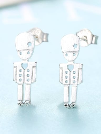 925 Sterling Silver irregular minimalist robot study Earring