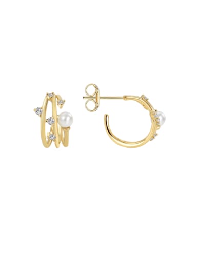 Brass Imitation Pearl Geometric Minimalist Earring