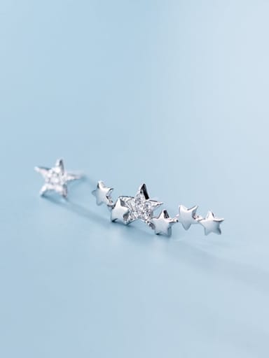 925 Sterling Silver Rhinestone Star Minimalist Stud Earring