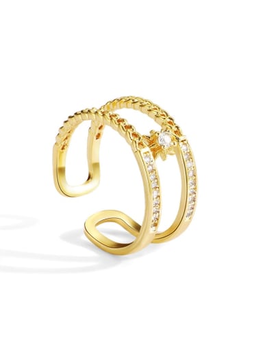 Brass Cubic Zirconia Star Minimalist Stackable Ring