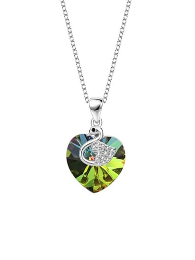 JYXZ 112 necklace (gradient green) 925 Sterling Silver Austrian Crystal Heart Classic Necklace