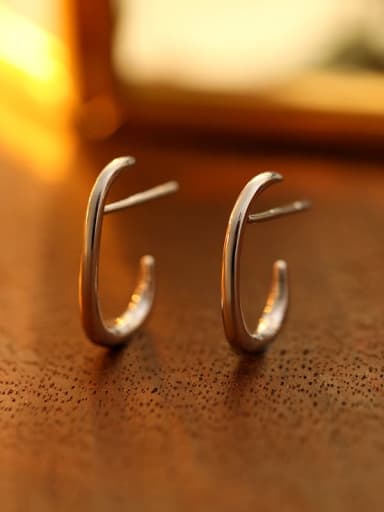 ES2594 ? Platinum ? 925 Sterling Silver Geometric Minimalist Stud Earring