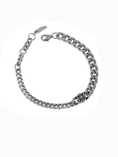 925 Sterling Silver  Vintage Hollow Geometric  Chain Link Bracelet