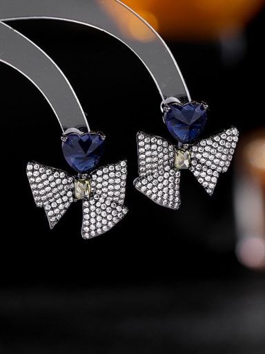 Gun black Brass Cubic Zirconia Butterfly Luxury Cluster Earring