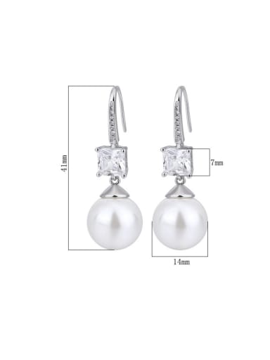 White pearl earrings Brass Imitation Pearl Geometric Minimalist Hook Earring