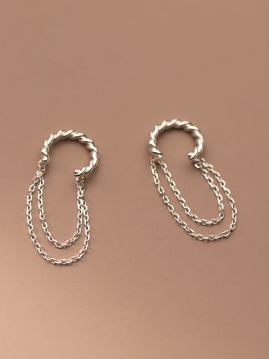 Silver 925 Sterling Silver Geometric Minimalist Drop Earring