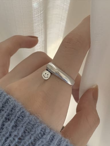 925 Sterling Silver Smiley Minimalist Band Ring