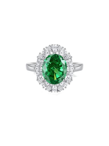 FDJZ 064 Emerald 925 Sterling Silver High Carbon Diamond Geometric Luxury Cocktail Ring