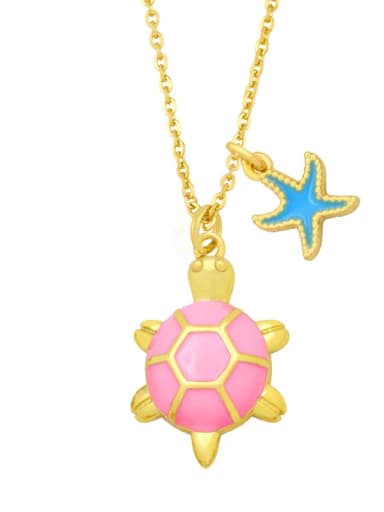 Brass Enamel Star Vintage tortoise Pendant Necklace