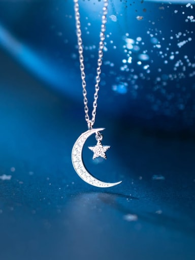 925 Sterling Silver With Minimalist Moon  Star Necklaces