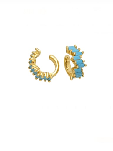 Turquoise Brass Cubic Zirconia Geometric Hip Hop Stud Earring