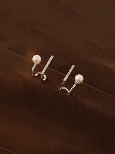 925 Sterling Silver Cubic Zirconia Geometric Minimalist Stud Earring