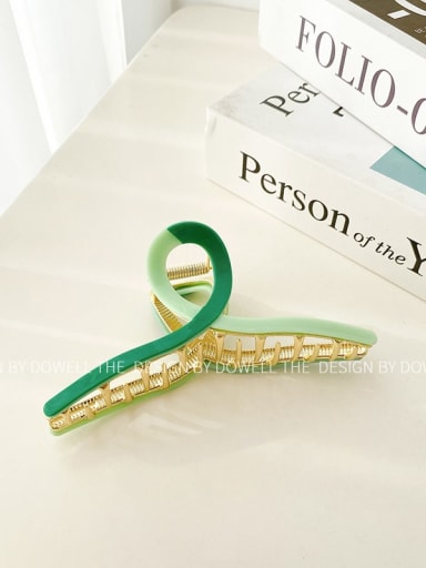 Green color block 12cm Cellulose Acetate Minimalist Geometric Alloy Jaw Hair Claw